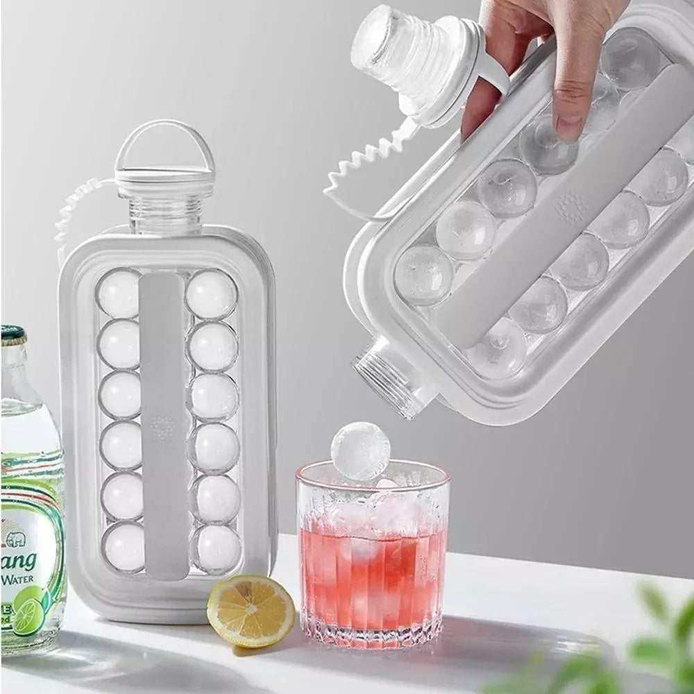 Botella Molde de Hielo Esférico de Silicona 2 en 1 para Bebidas y Cócteles